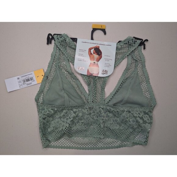 NWT Adored By Adore Me Bra Womens Size Large Green Sheer Floral Jenny Bralette - Picture 2 of 7